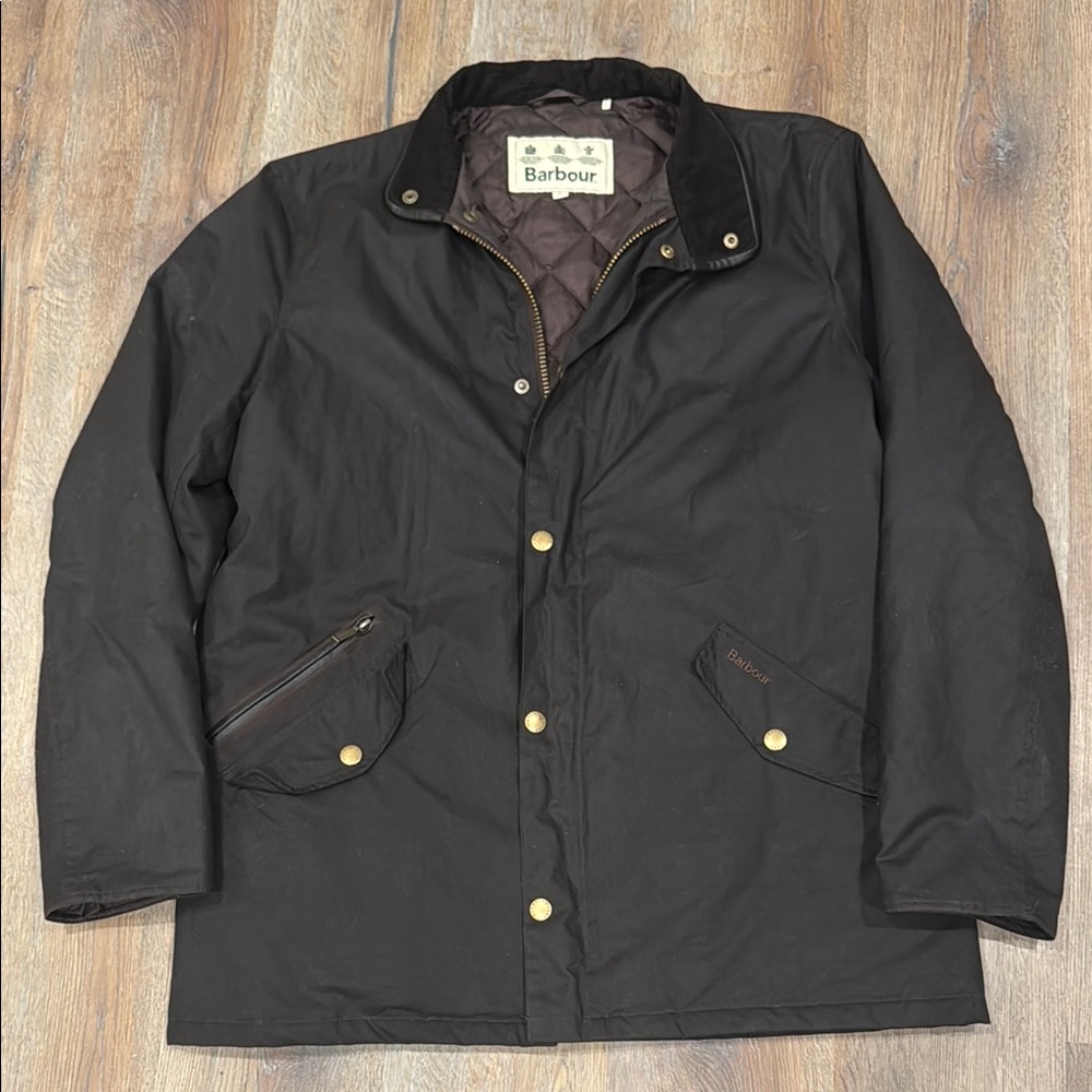 Barbour Black Waxed Cotton Field Jacket